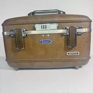 American Tourister ESCORT Brown Hardshell Cosmetic Travel Case With Accessories - Picture 1 of 14