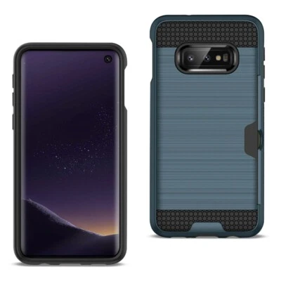 For Samsung Galaxy S10E Case Hybrid Slim Protective Cover w/ Card Holder Blue - Image 1 of 4