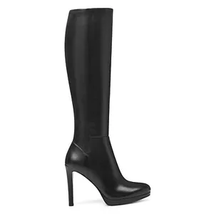 NINE WEST - QUIZME, Black REAL leather knee high boots, 4.5" heel, SZ 12 - Picture 1 of 6