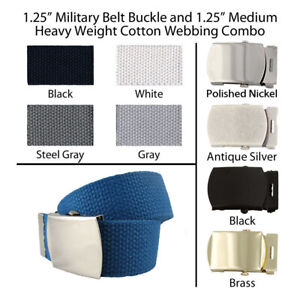 1.25" Canvas Military Web Belt, 43 Colors, 6 Finishes and 12 Sizes to Pick From