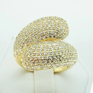R7457 Women Fashion Jewelry Gold Plate Statement Promise Wedding Engagement Ring - Picture 1 of 8