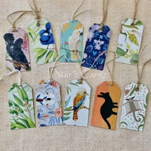 AUSTRLALIAN FLORA AND FAUNA UPCYCLED GIFT TAGS, pack of 10 - Picture 1 of 2