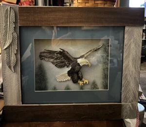 Bear Moose Quail Eagle Or Duck 18”x15” 3D Picture Shadow Box Wood Glass Resin - Picture 1 of 10