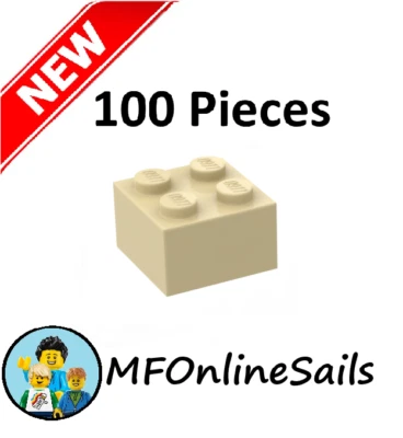 100x NEW LEGO 2x2 Tan Bricks Piece # 3003 - BULK large bricks - Image 1 of 2