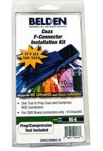 Belsen Coax F-connector Zestaw instalacyjny Narzędzie kompresyjne i 10 sztuk w zestawie - Zdjęcie 1 z 3