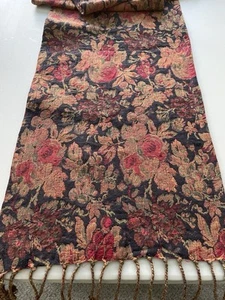 Tapestry Table Runner with Fringe 90" x 15" - Picture 1 of 4