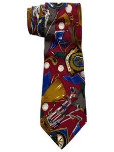 S Nemeroff Mens Neck Tie Golf Red Club Balls Flag Novelty Sports - Picture 1 of 3
