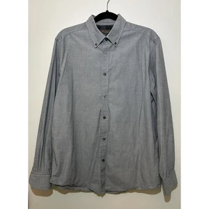 Camisa de vestir de algodón manga larga con botones gris punto Ben Sherman para hombre L - Imagen 1 de 5