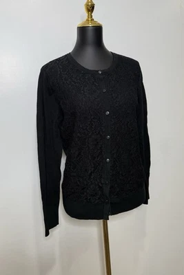 Cárdigan Merona XL negro texturizado botón delantero suéter para mujer Foto 1 de 4