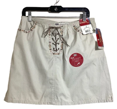 Y2K Vtg Khaki Skort Size 8 Vintage Embroidered Lace Up Boho Festival Concert - Image 1 of 4