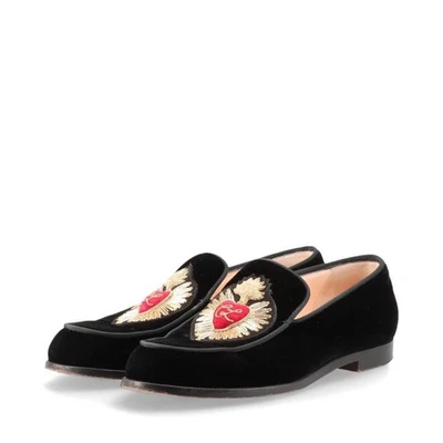 Mocasines Christian Louboutin Perou Corazón Terciopelo Negro Talla 35 Mujer Italia Foto 1 de 4