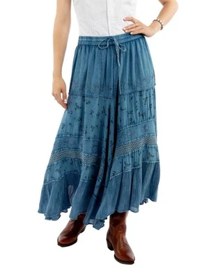 Scully Women's Western Rose Print Rayon Long Skirt - Image 1 of 4