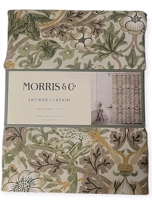 Morris & Co Cortina de Ducha Ladrón de Fresas Tela de Algodón Suave 72"X72" Floral Foto 1 de 4