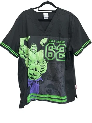 Incredible Hulk Cherokee Scrubs Tooniforms Marvel V Neck Top TF702 MAIX Sz L - Image 1 of 4