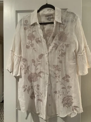 Top túnica bordada para mujer Johnny Was talla pequeña Foto 1 de 4