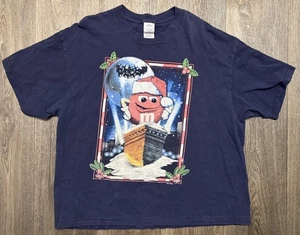 M&Ms Christmas Shirt Men’s L Blue Adult Vintage 90s Snacks Candy Santa Shirt - Picture 1 of 7