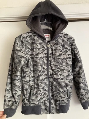 Chaqueta Appaman Boy’s Gris Camuflaje Ligera Con Capucha Cremallera Frontal, Talla 10 Foto 1 de 4