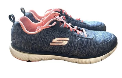 Skechers Flex Appeal Women’s Trainers Blue Pink Memory Foam Shoes Size Uk 6 - Image 1 of 4