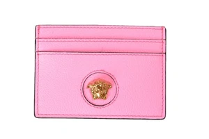 Portatarjetas Versace Pink Paradise 100 % cuero dorado Medusa - Imagen 1 de 3