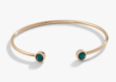 Alex and Ani Bracelete Flexível Esmeralda Bronze Brilhante Acabamento Dourado Novo - Imagem 1 de 4