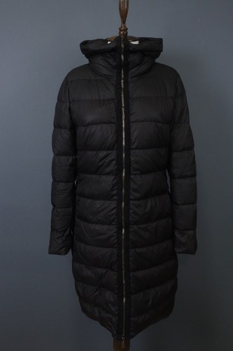 Moncler Fabrefur giacca nera imbottita piumino zip tasca cappuccio zip intera puffer