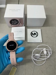 Michael Kors Access Gen 5E MKGO Pink-Tone Logo Rubber Smartwatch 43mm MKT5116V - Picture 1 of 13