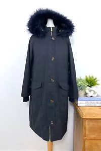 BARBOUR Navy Claudia Wax Jacket £299 UK 12 EU 38 USA 8 Large Net A Porter Parka - Foto 1 di 17