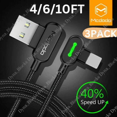 3Pack Mcdodo 90 Degree Braided USB Charging Cable Data Charger For iPhone 14 13 - Image 1 of 4