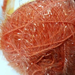 Orange Scrubby Sparkle Yarn Tinsel Eyelash Twin Pack Dream Weaver Made in USA - Picture 1 of 5