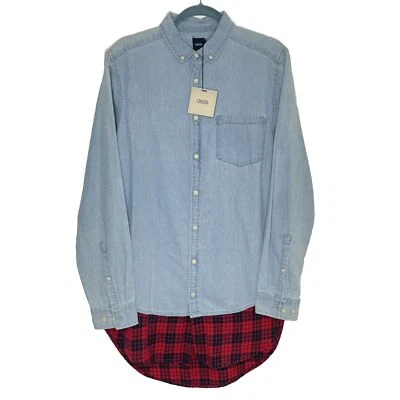 Camisa vaquera larga con dobladillo de franela talla M 38-40 azul rojo grunge rojo de Asos para hombre Foto 1 de 4