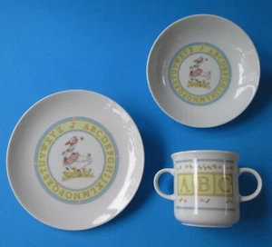 3-Piece CHILD'S PORCELAIN DINNER SET Japan ONCE UPON A TIME Mother Goose ABC - Picture 1 of 5