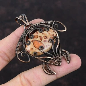 Asteroid Jasper Wire Wrapped Tortoise Handcrafted Copper Ethnic Gift 2.64" - Picture 1 of 6