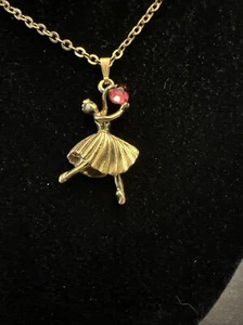 Mattel Barbie Ballerina Birthstone Necklace Ruby Crystal July Choker Goldtone - Picture 1 of 4