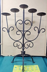 VTG. Gothic Wrought Iron Candle Stand Candelabras 25” tall 5 Tier Halloween  - Picture 1 of 14