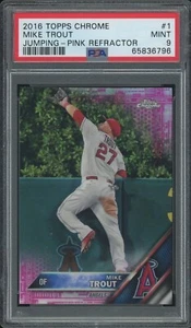 2016 Topps Chrome Pink Refractor #1 Mike Trout PSA 9 MINT Los Angeles Angels - Picture 1 of 1