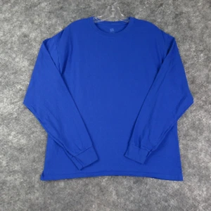 Hanes Shirt Mens Large Blue Solid Comfort Soft Heavyweight Long Sleeve Crew Neck - Picture 1 of 13
