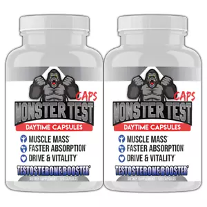 #1 Test Booster Monster Test Caps Male Drive Men's Capsule Pills 120ct, 2pk - Picture 1 of 13