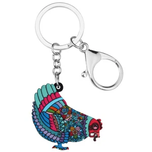 Acrylic Anime Hen Chicken Keychains Purse Key Ring Gifts Animals Charms Jewelry - Picture 1 of 8