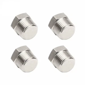 4Pcs Stainless Steel Outer Hex Thread Socket Pipe Plug Fitting 1/4" NPT Male - Picture 1 of 5