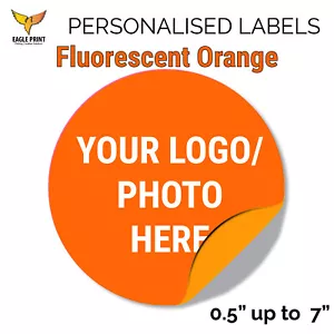 100 etiquetas circulares redondas naranjas fluorescentes personalizadas impresión personalizada de 0,5" a 7" - Imagen 1 de 11