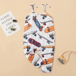 Toddler Girl Cute Multicolor Skateboard Romper Jumpsuit Pants Skater Outfit 4/5 - Picture 1 of 4