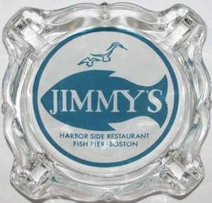 Vintage glass ashtray JIMMYS Harbor Side Restaurant fish birds Fish Pier Boston - Picture 1 of 3
