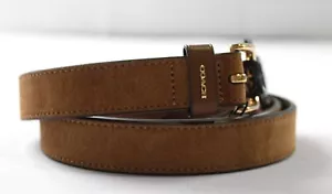 COACH Women's Classic Buckle 25mm Belt in Suede LC7 Gold / Brown Size Large NWT - Picture 1 of 6