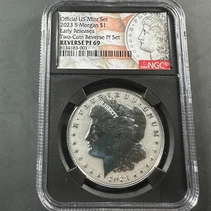2023-S $1 Morgan Silver Dollar, REVERSE PROOF, NGC PF69, ER, 1 COIN (84510) - Picture 1 of 2