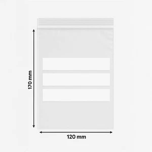 LDPE Schnellverschlussbeutel 120x170 mm mit Schreibfeldern – transparent - Bild 1 von 1