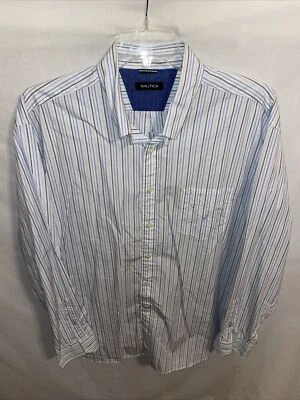 Nautica Dress Shirt Mens Size 2XL White Striped LS Business Formal Wedding City - Image 1 of 4