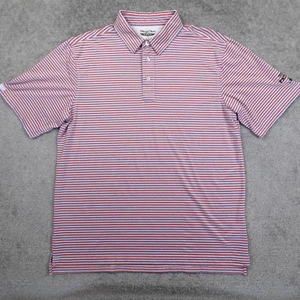 Straight Down Shirt Herren L rot blau gestreift Golf Stretch Performance Polo Stretch - Bild 1 von 10
