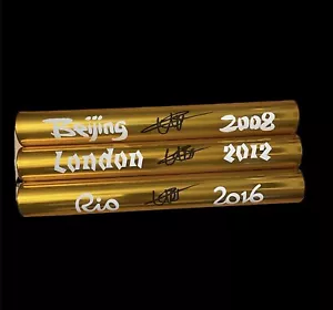 Usain Bolt signiert Peking 2008 London 2012 Rio 2016 Goldschläger COA-sicher Pho... - Bild 1 von 6