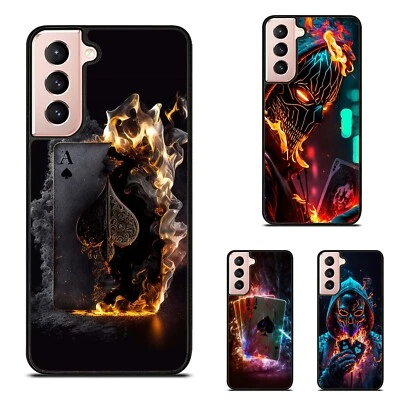 Skull Poker Card Ghost fire For Galaxy S20 S21 S22 S23 S24 FE Ultra - Image 1 of 4