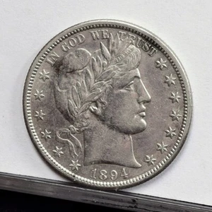 Medio dólar de peluquero 1894-S - detalles Ch AU, limpio con pequeñas manchas (#54415-J) - Imagen 1 de 8
